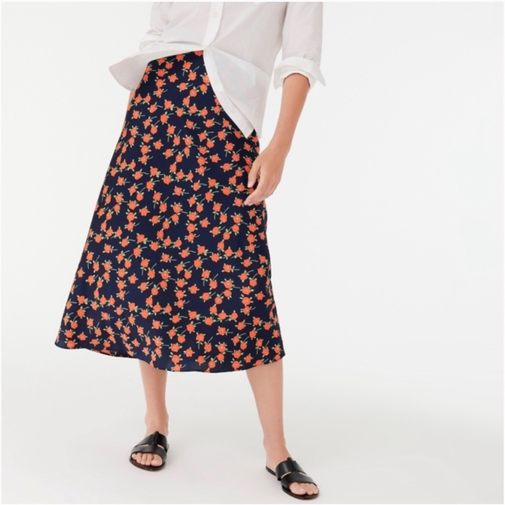 NWT J. Crew Pull On Slip Skirt in Poppy Fields, sz Small